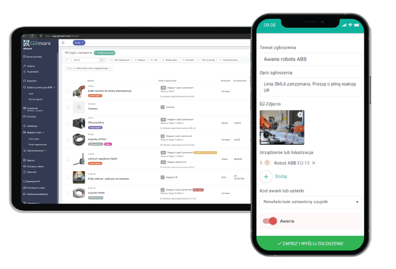 Aplikacja mobilna QRmaint CMMS