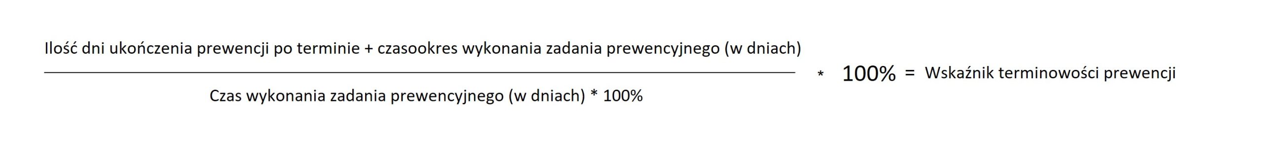 obliczenia wskaźnika terminowości prewencji wzór