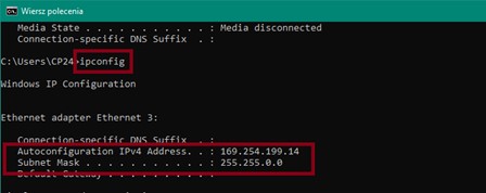 wiersz poleceń IPcofing